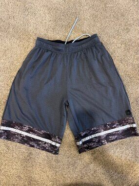 AND1 Grey Athletic Mesh Shorts with Patterned Hem